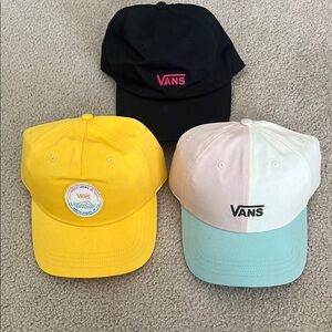Vans Logo Baseball Caps - Black, Yellow, Pink/Blue